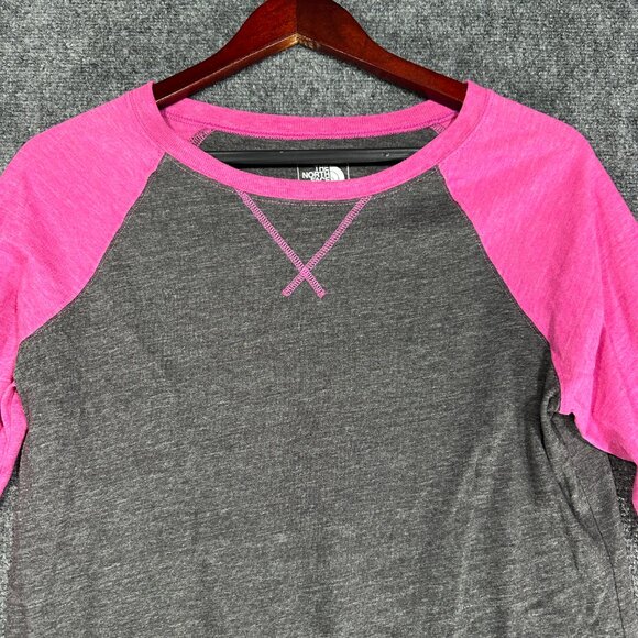 The North Face Top Womens Medium Slim Fit Tee Shirt Long Sleeve Pink Gray - Picture 3 of 6